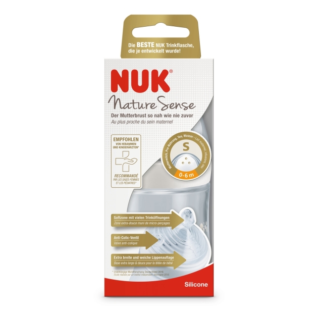 NUK NATURE SENSE PP buteliukas 150ml įv.spalvų su žinduku SI 1S