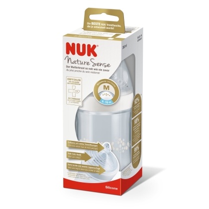 NUK NATURE SENSE PP buteliukas 260ml įv.spalvų su žinduku SI 2M