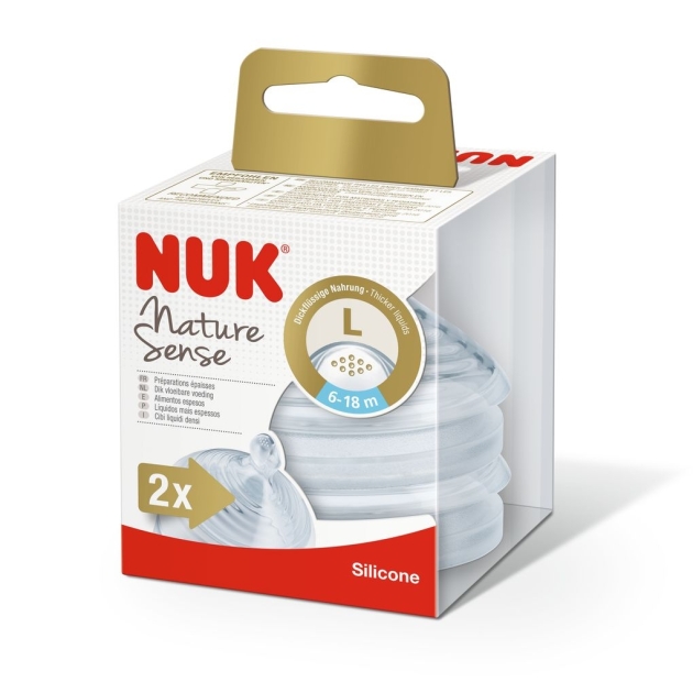 NUK NATURE SENSE žindukas  L skylutės 6-18 mėn., 2vnt.