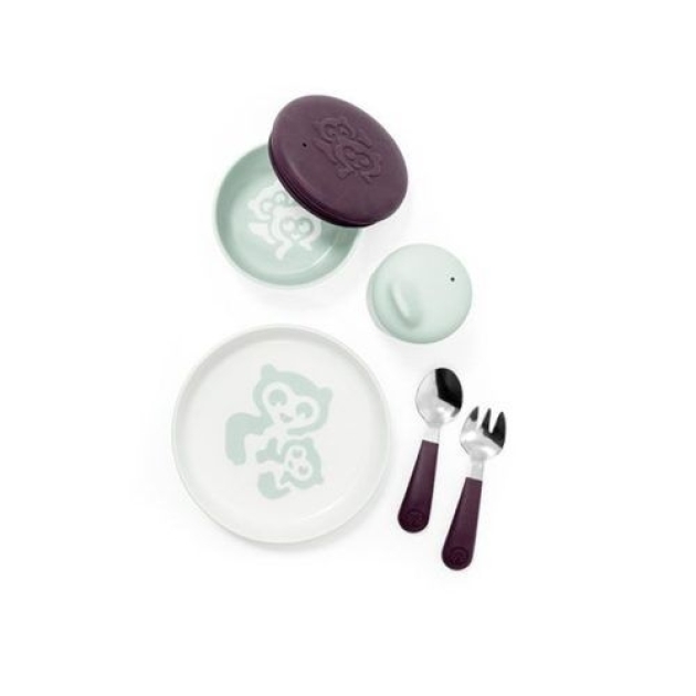 Stokke Munch įrankių komplektas Everyday Soft Mint (Dubenėlis, Puodelis, Lekštutė, Šakutė ir Šaukšte