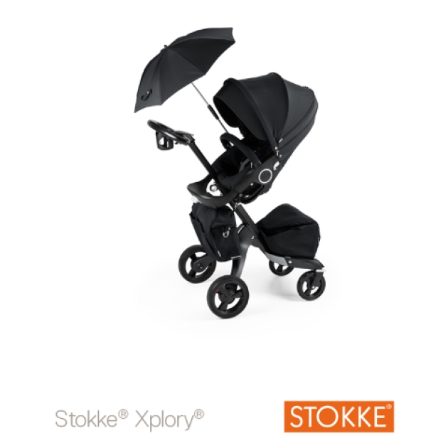 STOKKE XPLORY True Black kompl. (vežimėlis, skėtis ir rankinė)