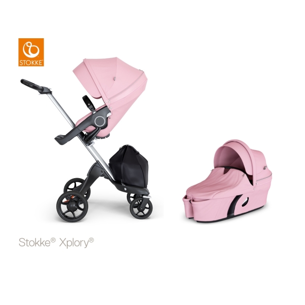 Vežimėlis STOKKE V6 2 in 1 ( lopšys ir sėdima dalis),  Lotus Pink