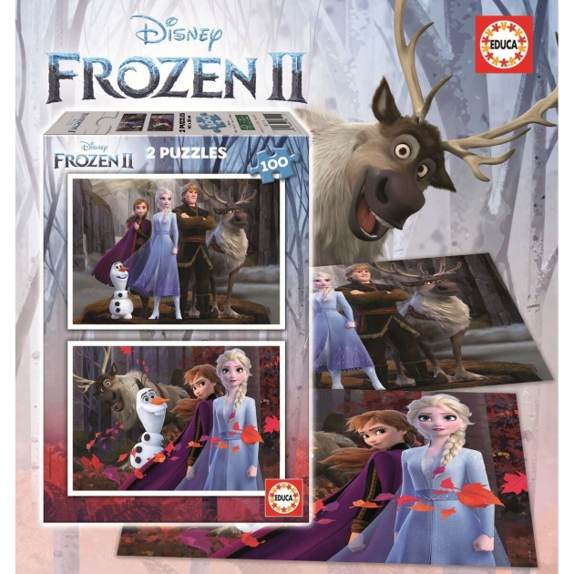 2 galvosūkių rinkinys Frozen Believe 100 Dalys 40 x 28 cm