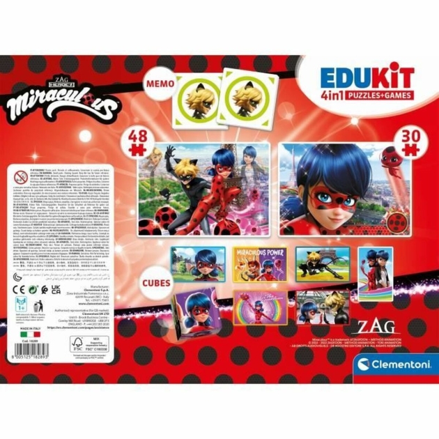 4 galvosūkių rinkinys Miraculous: Tales of Ladybug Cat Noir Clementoni Edukit