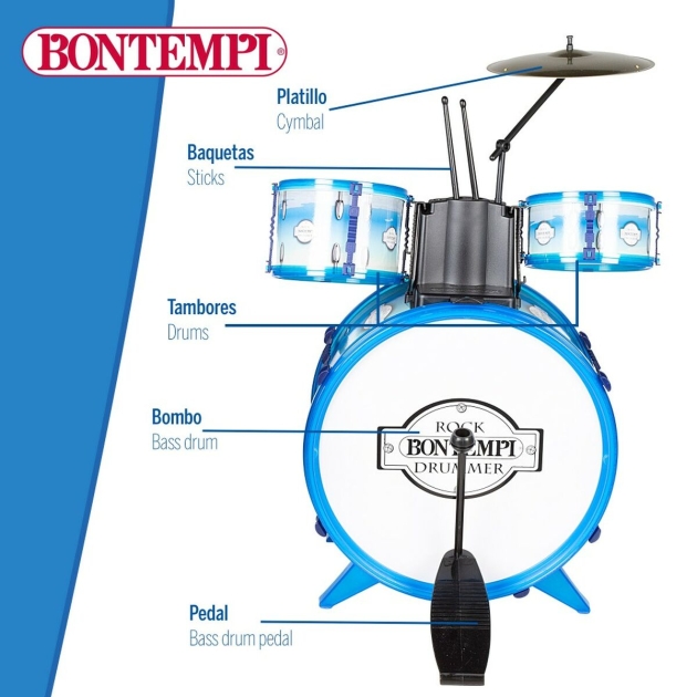 Būgnai Bontempi Mėlyna Plastmasinis 85 x 68 x 65 cm (9 Dalys) (2 vnt.)