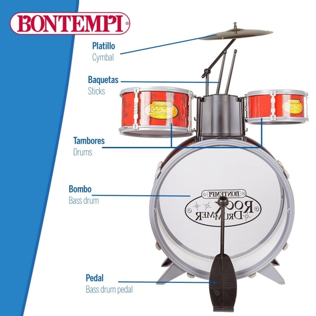 Būgnai Bontempi Raudona Plastmasinis 50 x 68 x 50 cm (7 Dalys) (2 vnt.)