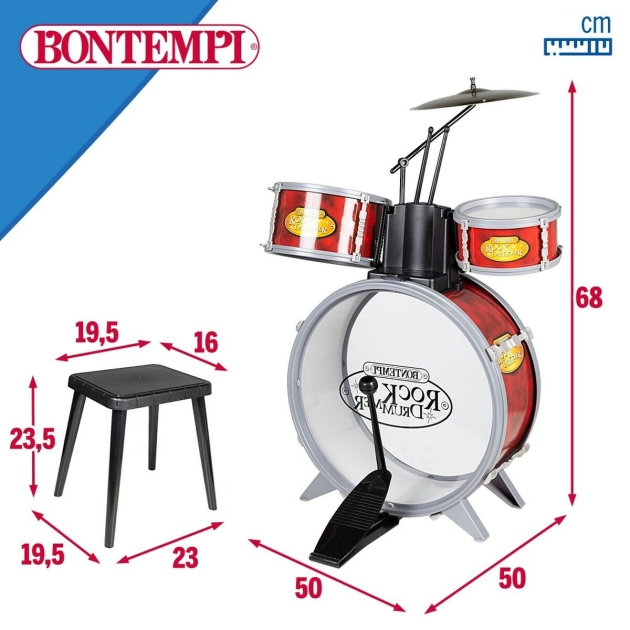 Būgnai Bontempi Raudona Plastmasinis 50 x 68 x 50 cm (7 Dalys) (2 vnt.)