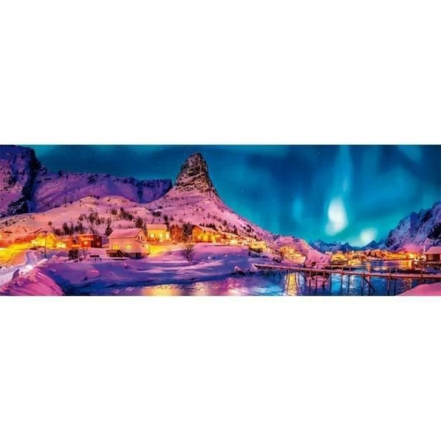 Dėlionė Clementoni Panorama: Colourful night over Lofoten Island 1000 Dalys