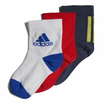 Kulkšnies kojinės Adidas Multi Raudona Mėlyna 3 poros Balta