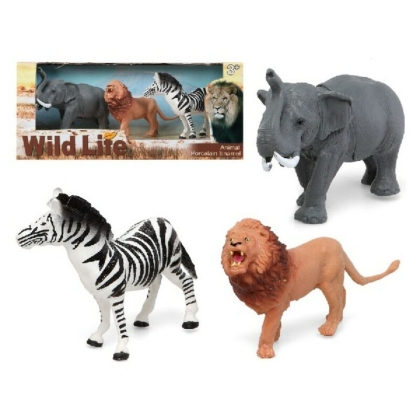 Laukinių gyvūnų rinkinys Zebras Dramblys Liūtas 28 x 12 cm (3 vnt.) (3 pcs)