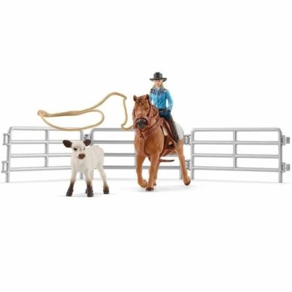 Playset Schleich Cowgirl Team Roping Fun