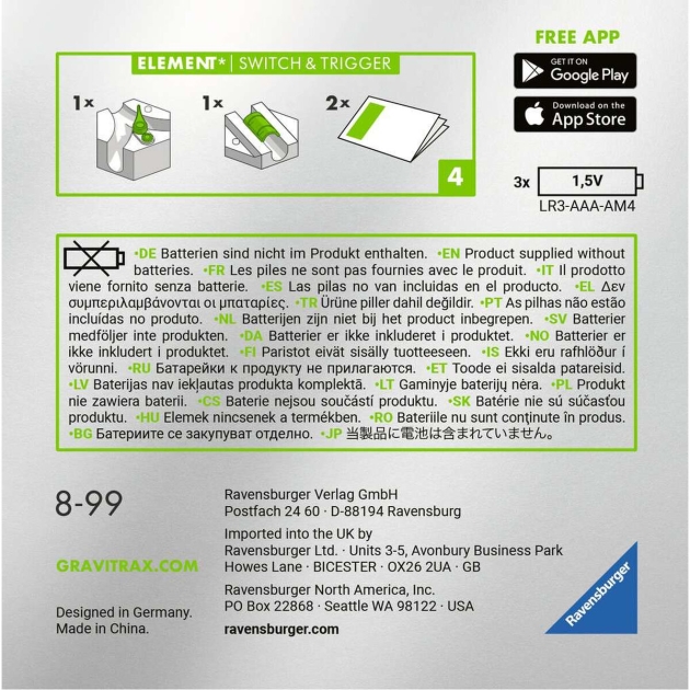 Mokslinis žaidimas Ravensburger Gravitrax Power Switch Trigger elements