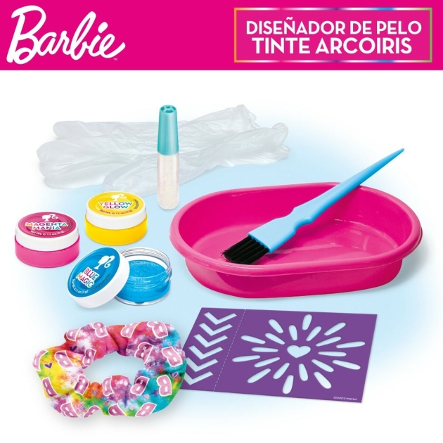 Plakų stiliavimo rinkinys Barbie Rainbow Tie 15,5 x 10,5 x 2,5 cm Plaukai su akcentais Spalvotas