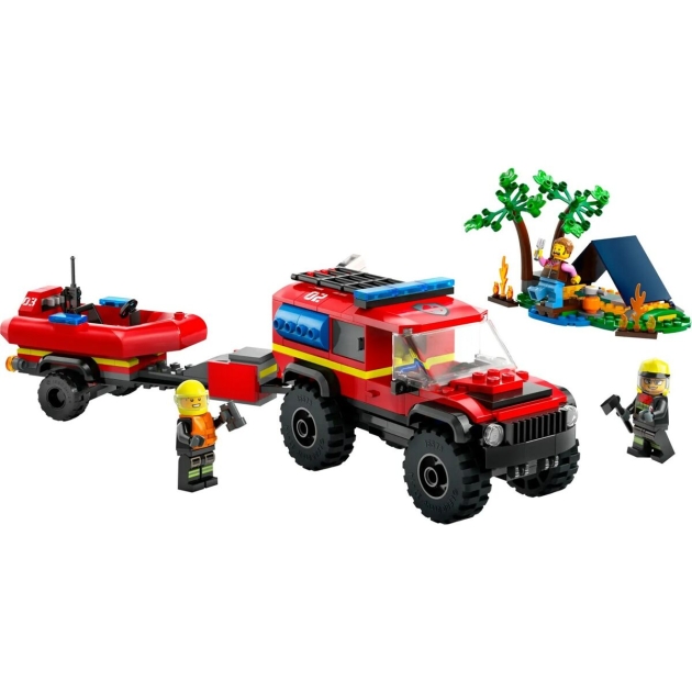 Playset Lego 60412 4×4 Fire Engine with Rescue Boat