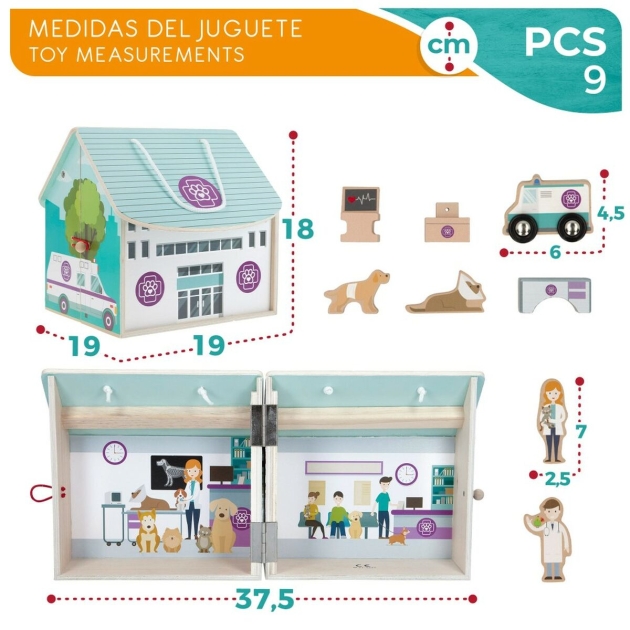 Playset Woomax Veterinaras 9 Dalys 4 vnt. 19 x 18 x 19 cm