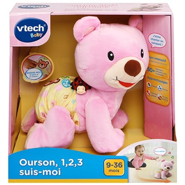 Pūkuotas žaislas Vtech Baby Bear, 1,2,3 Follow Me Muzikinis Rožinė