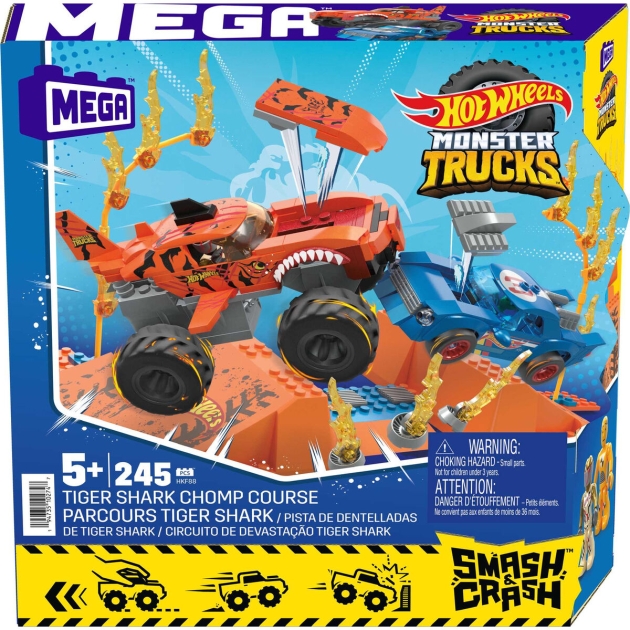 Statybos rinkinys Hot Wheels Mega Construx – Smash Crash Shark Race 245 Dalys