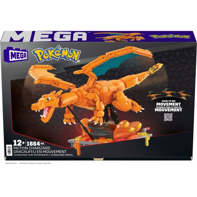 Statybos rinkinys Pokémon Mega Construx – Motion Charizard 1664 Dalys