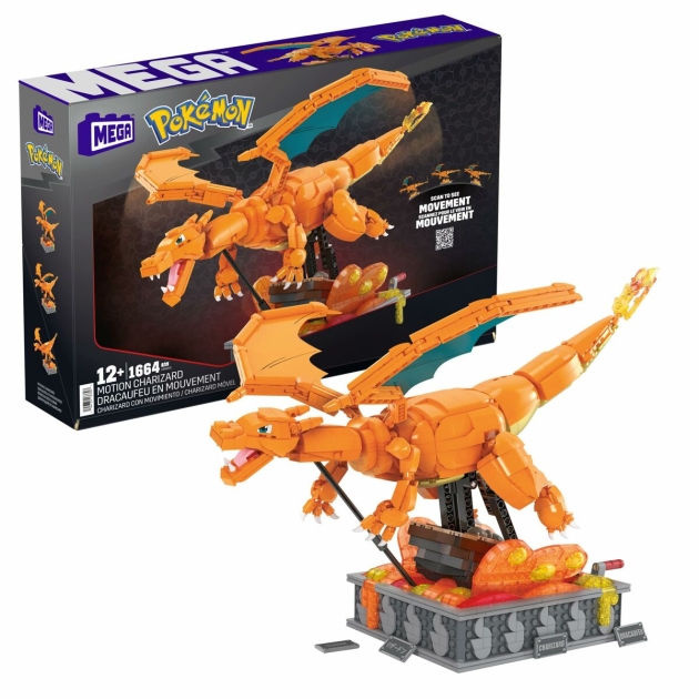 Statybos rinkinys Pokémon Mega Construx -  Motion Charizard 1664 Dalys