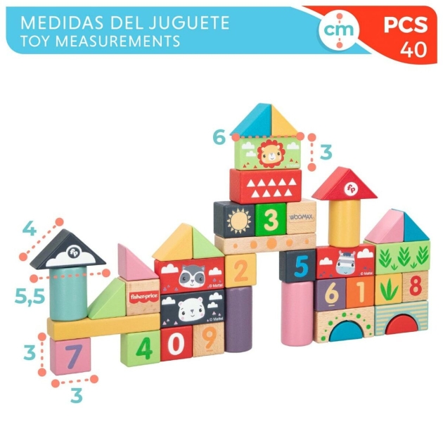 Statymo blokai Fisher Price 40 Dalys 9 x 1,5 x 3 cm (4 vnt.)