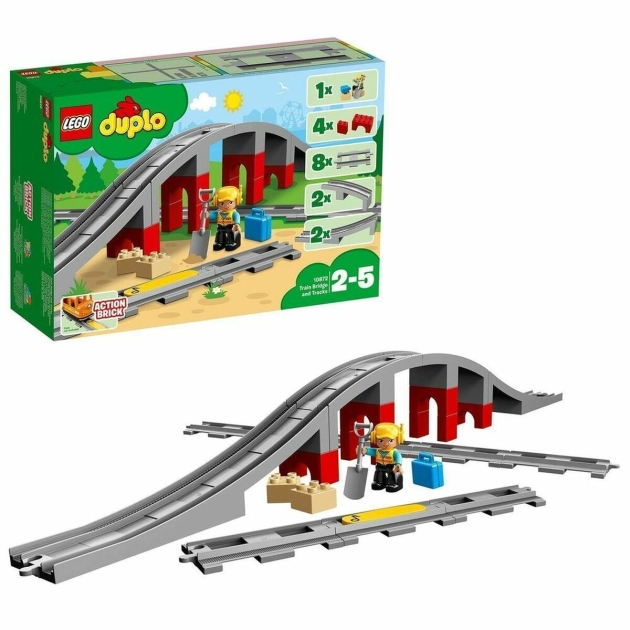 Transporto priemonių žaidimo rinkinys   Lego DUPLO 10872 Train rails and bridge         26 Dalys