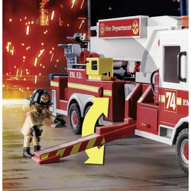 Transporto priemonių žaidimo rinkinys Playmobil Fire Truck with Ladder 70935 113 Dalys