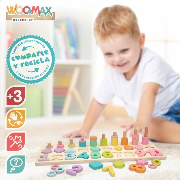 Vaikiška medinė puzlė Woomax Formos Numeriai + 3 metų (6 vnt.)