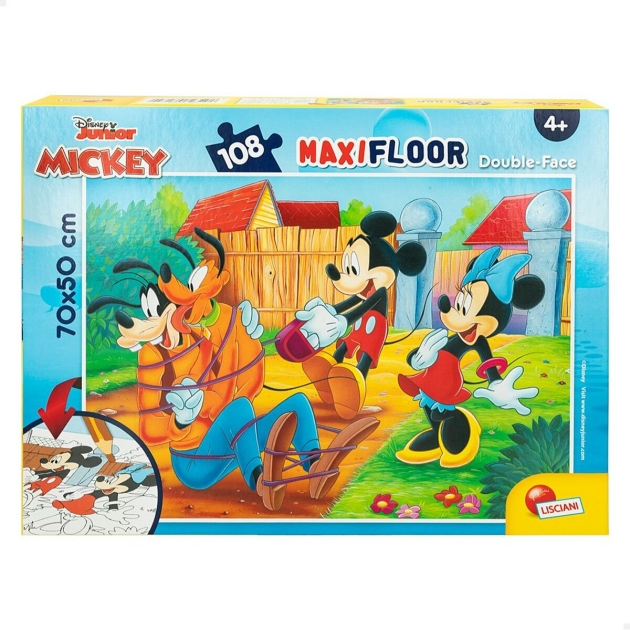 Vaikiška puzlė Mickey Mouse Dvipusis 108 Dalys 70 x 1,5 x 50 cm (6 vnt.)