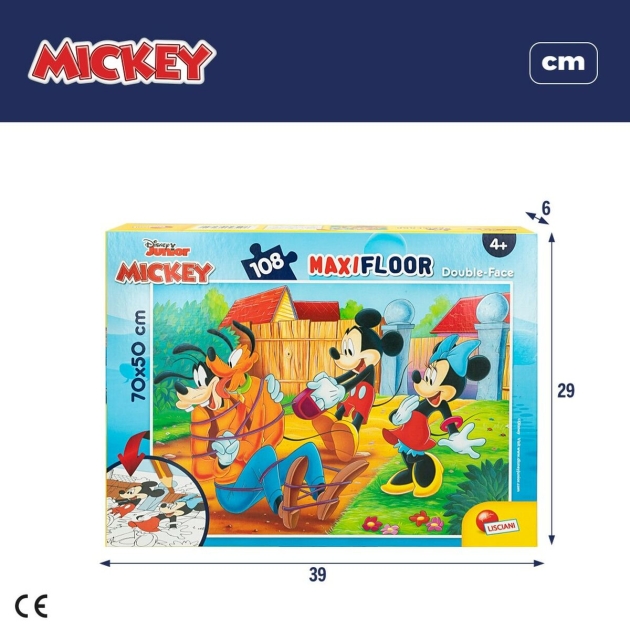 Vaikiška puzlė Mickey Mouse Dvipusis 108 Dalys 70 x 1,5 x 50 cm (6 vnt.)