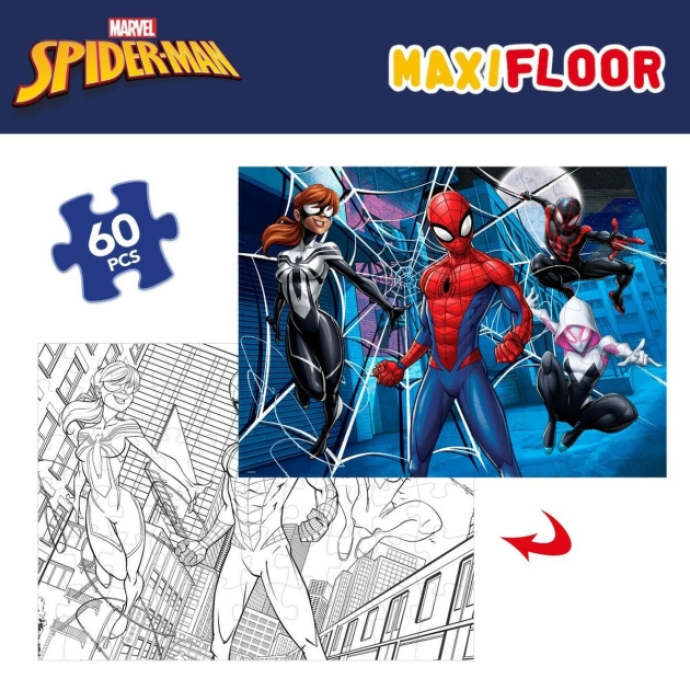 Vaikiška puzlė Spider Man Dvipusis 60 Dalys 70 x 1,5 x 50 cm (6 vnt.)