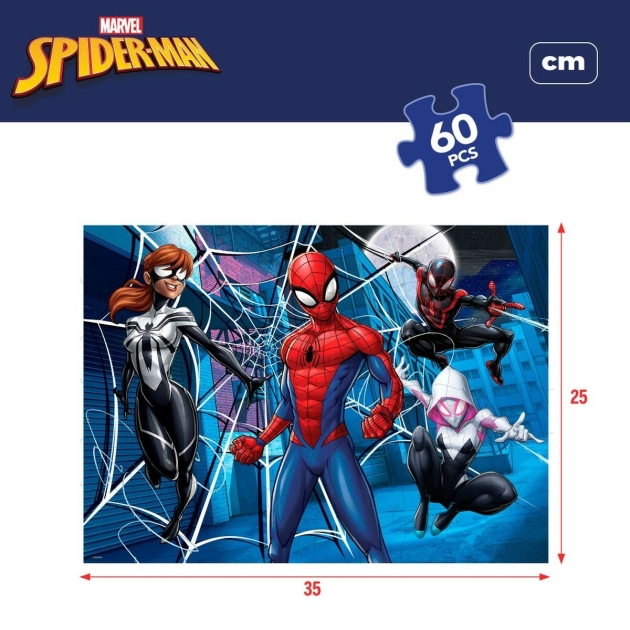 Vaikiška puzlė Spider Man Dvipusis 60 Dalys 70 x 1,5 x 50 cm (6 vnt.)