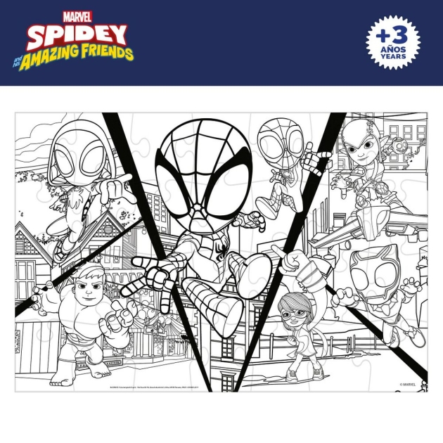 Vaikiška puzlė Spidey Dvipusis 50 x 35 cm 24 Dalys (12 vnt.)