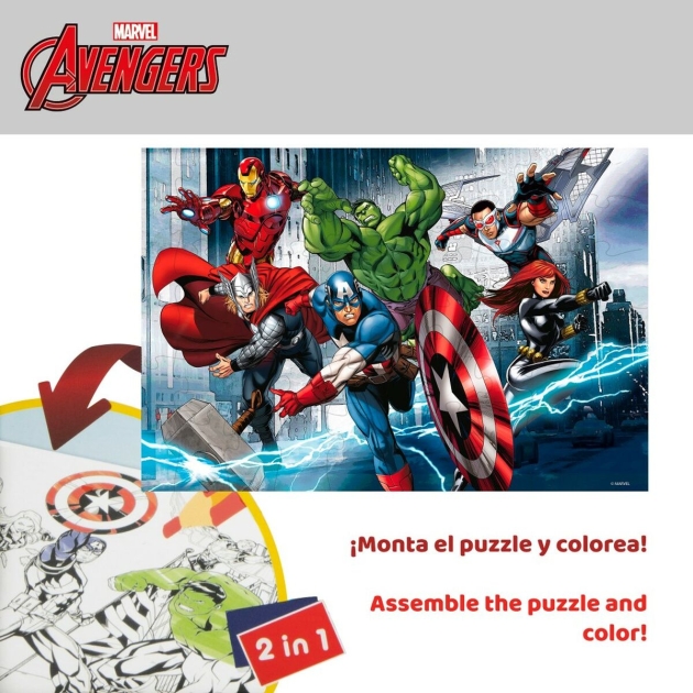 Vaikiška puzlė The Avengers Dvipusis 60 Dalys 50 x 35 cm (12 vnt.)