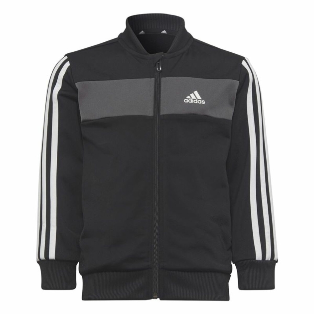 Vaikiškas sportinis kostiumas Adidas Essentials Shiny 3 Stripes Juoda