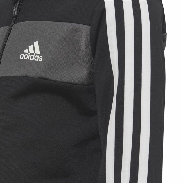 Vaikiškas sportinis kostiumas Adidas Essentials Shiny 3 Stripes Juoda