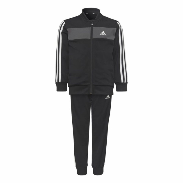 Vaikiškas sportinis kostiumas Adidas Essentials Shiny 3 Stripes Juoda