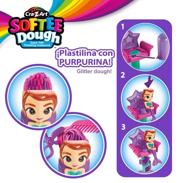 Žaidimas iš plastilino Cra Z Art Softee Dough Plaukai sirenas (4 vnt.)