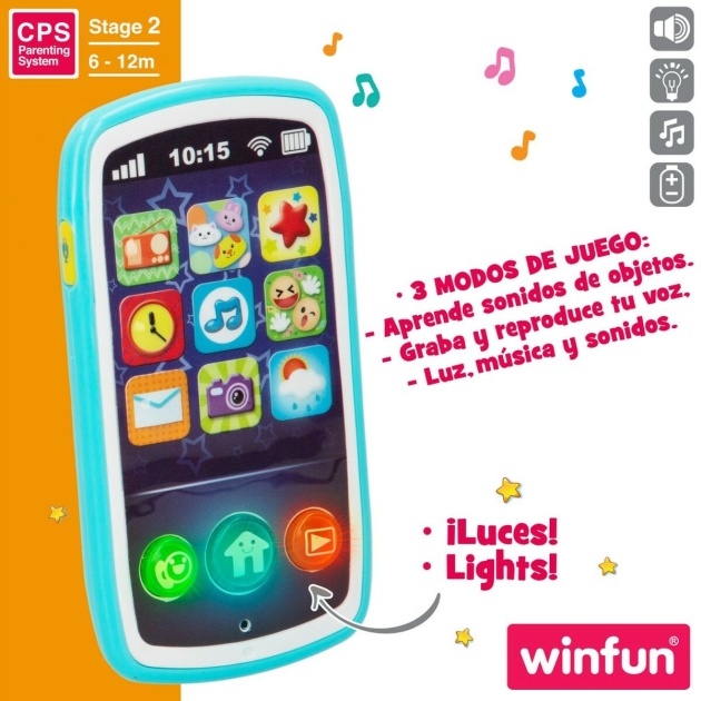 Žaislinis telefonas Winfun 7,5 x 14 x 2 cm (6 vnt.)