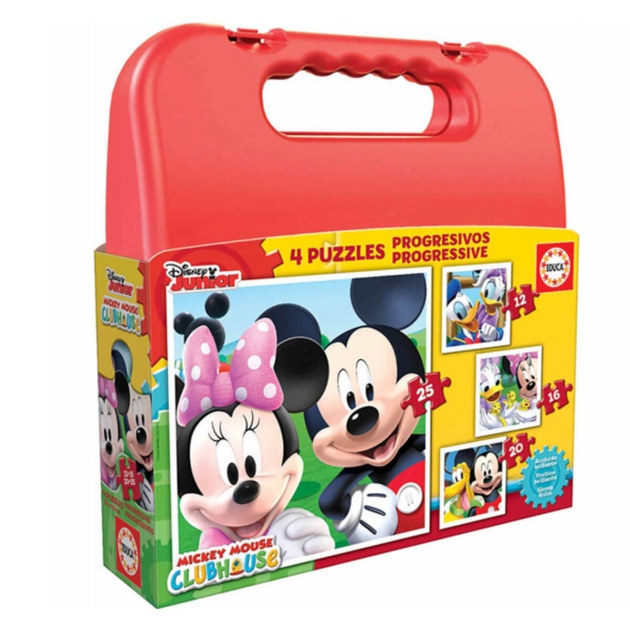 4 galvosūkių rinkinys Disney Mickey Mouse Progressive Educa 16505 (12-16-20-25 pcs)