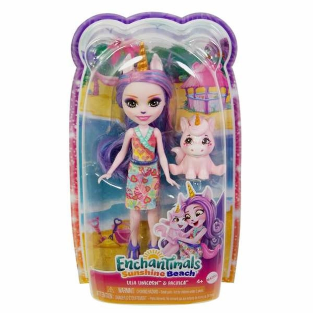 Lėlė Mattel Enchantimals Sunshine Island 15 cm Vienaragis Naminiu gyvunėliu