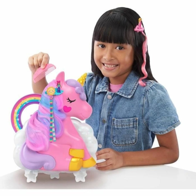 Playset Polly Pocket Coffret Salon De Coiffure Licorne Arc En Ciel