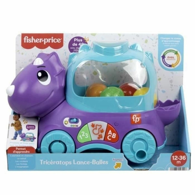 Traukiamas dinozauras Fisher Price TRICERATOPS LANCE BALLES