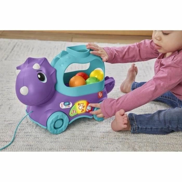 Traukiamas dinozauras Fisher Price TRICERATOPS LANCE BALLES