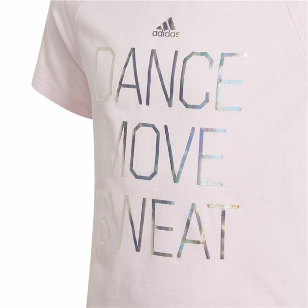 Vaikiška Marškinėliai su trumpomis rankovėmis Adidas Dance Metallic Print Rožinė