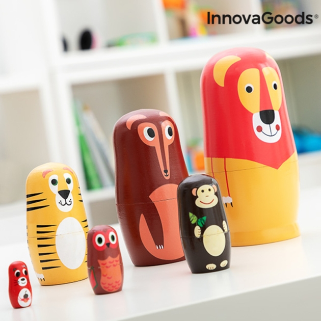 Matrioška medinės gyvūnų figūros Funimals InnovaGoods IG815363 Medžio (Naudoti B)