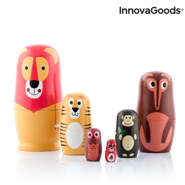 Matrioška medinės gyvūnų figūros Funimals InnovaGoods IG815363 Medžio (Naudoti B)