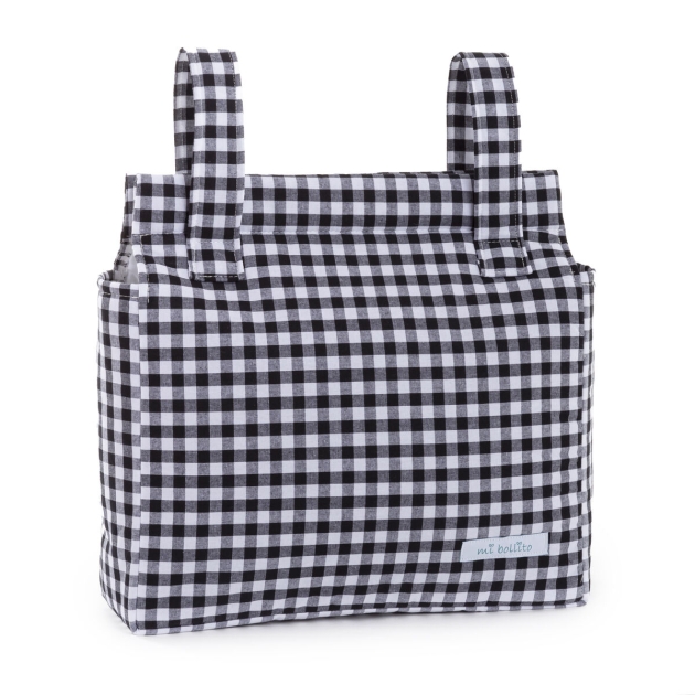 Organizatorius krepšys kūdikių vežimėliui Mi bollito Juoda Gingham 10 x 35 x 35 cm