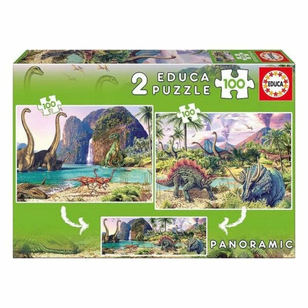 Vaikiška puzlė Dino World Educa 15620 200 Dalys (100 vnt.) (2 x 100 pcs)